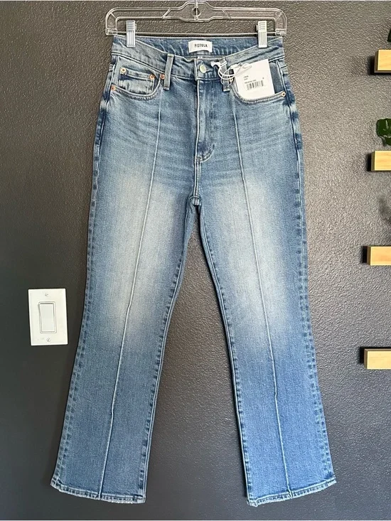 Pistola Lennon Jeans Essence High Rise Straight Crop Raw Hem Size 26 NWT - Picture 3 of 11
